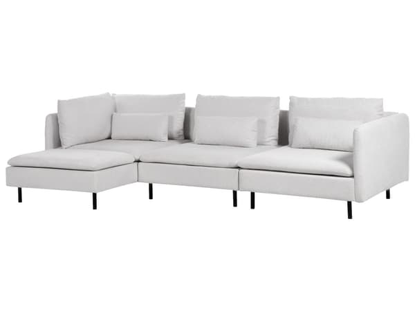 Modulær hjørnesofa i grått stoff, 3-seters seksjonssofa i moderne design Stue