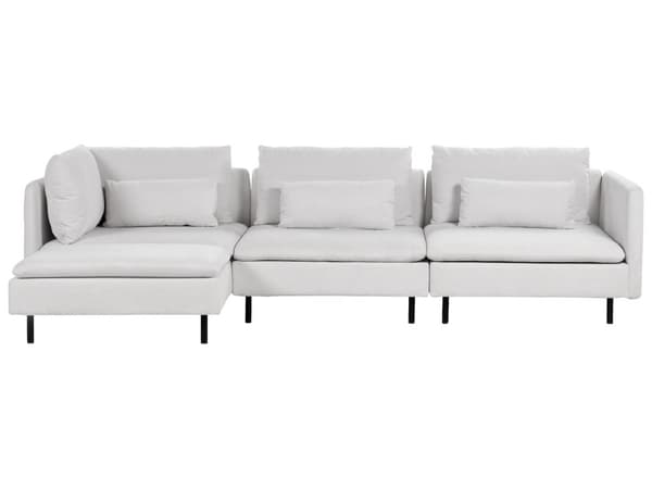Modulær hjørnesofa i grått stoff, 3-seters seksjonssofa i moderne design Stue