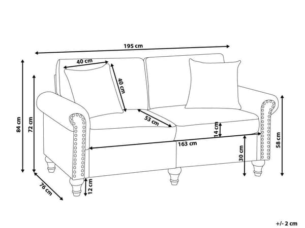 3-seters sofa Hvit stoffkledning Rulleformede armer Treramme Kasteputer Moderne stue
