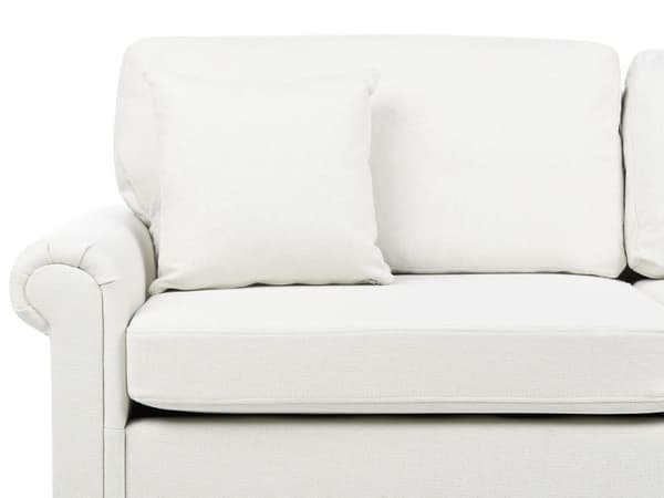 3-seters sofa Hvit stoffkledning Rulleformede armer Treramme Kasteputer Moderne stue