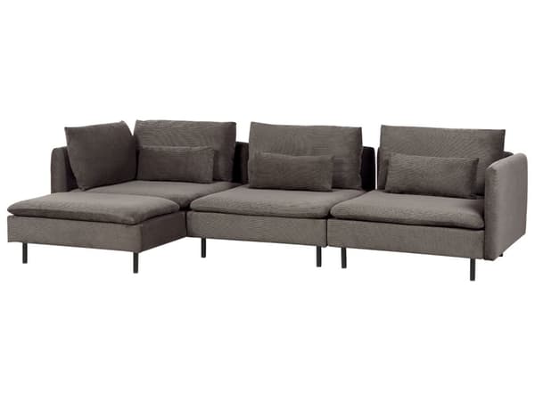 Modulær høyre hjørnesofa Brun kordfløyel 3-seters seksjonssofa Moderne design stue