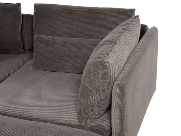 Modulær høyre hjørnesofa Brun kordfløyel 3-seters seksjonssofa Moderne design stue