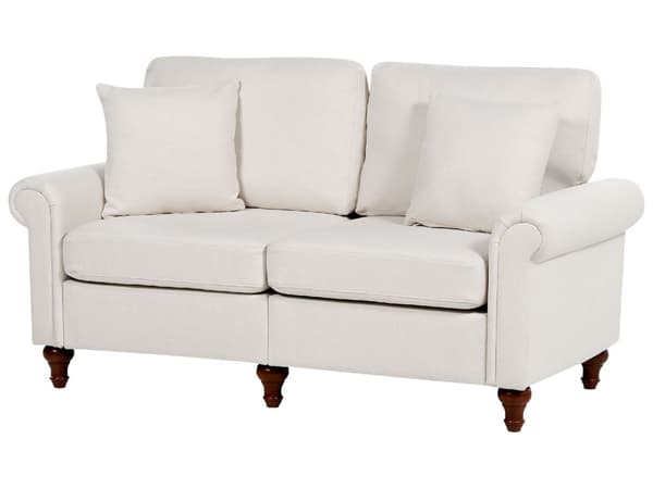 Sohva vaalea beige kangasverhoilu puu kahdelle irrotettava päällinen moderni tyyli
