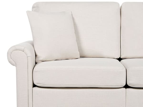 Sohva vaalea beige kangasverhoilu puu kahdelle irrotettava päällinen moderni tyyli