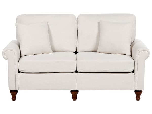 Sohva vaalea beige kangasverhoilu puu kahdelle irrotettava päällinen moderni tyyli
