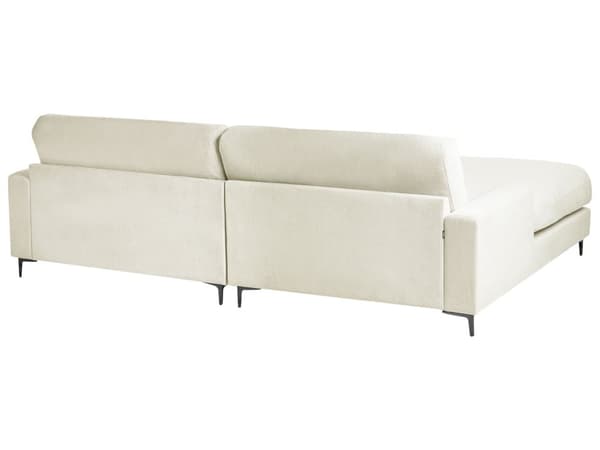Hjørnesofa råhvid 3-personers Chenille stofbetræk metalben højre L-form minimalistisk
