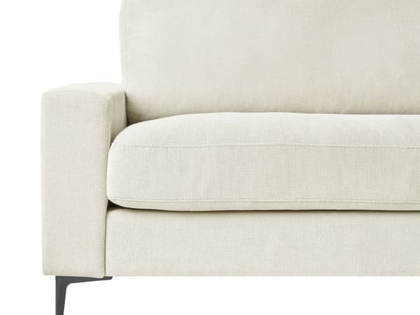 Hjørnesofa råhvid 3-personers Chenille stofbetræk metalben venstre L-form minimalistisk