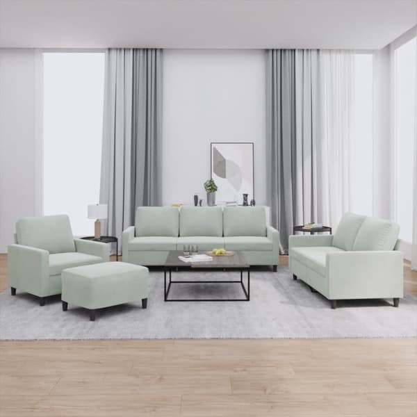 vidaXL sofasæt 4 dele med hynder velour lysegrå