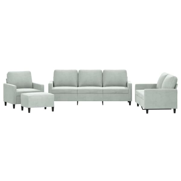 vidaXL sofasæt 4 dele med hynder velour lysegrå