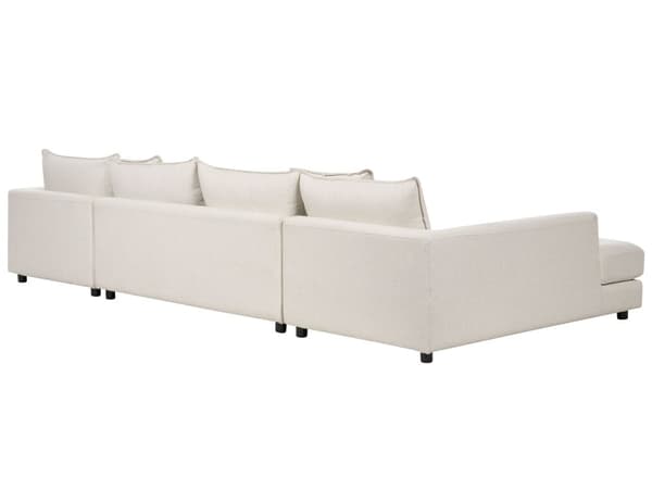 Hjørnesofa Lysbeige polyestertrekk Moderne U-formet 5-seter med ottomaner Ekstra puter Polstret ryggstøtte