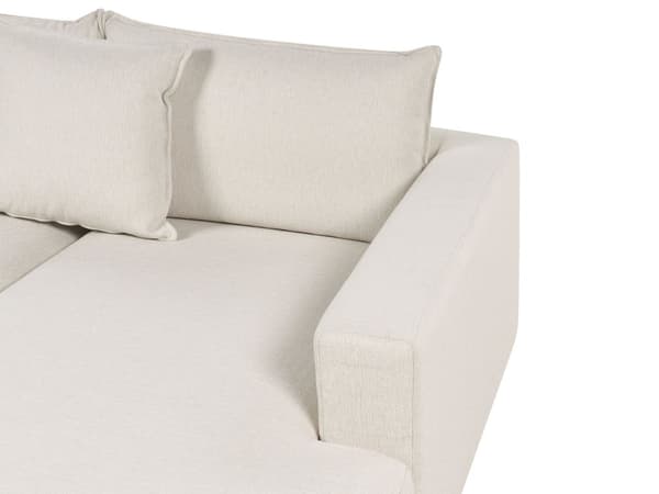Hjørnesofa Lysbeige polyestertrekk Moderne U-formet 5-seter med ottomaner Ekstra puter Polstret ryggstøtte