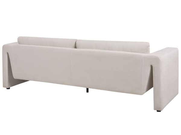 3-seters sofa Lyse beige fløyel med polstrede aksenter Armlener Polstret ryggstøtte
