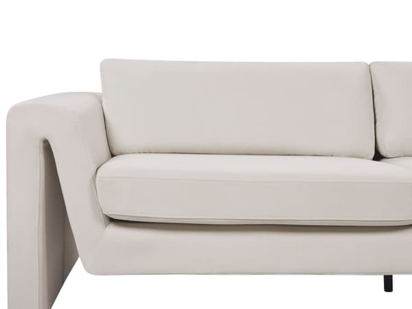 3-seters sofa Lyse beige fløyel med polstrede aksenter Armlener Polstret ryggstøtte