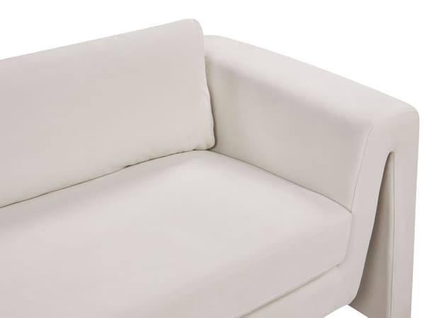3-seters sofa Lyse beige fløyel med polstrede aksenter Armlener Polstret ryggstøtte