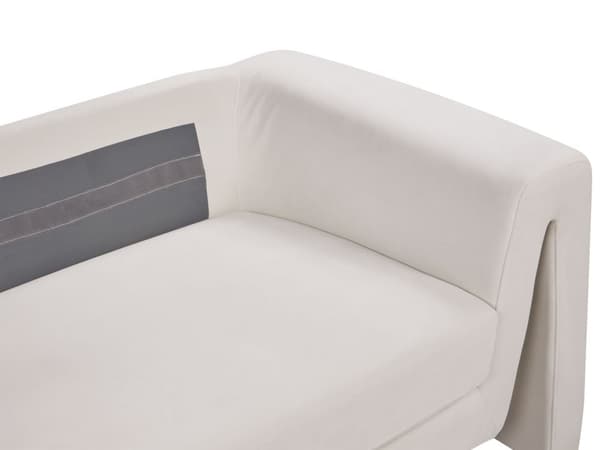 3-seters sofa Lyse beige fløyel med polstrede aksenter Armlener Polstret ryggstøtte
