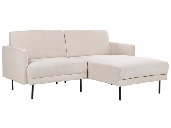 Venstrehånds hjørnesofa Polyester Beige 192 x 155 Sofa 2-seter Polstret Metallben Vevd stoff Polstret rygg Minimalistisk Moderne