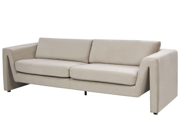3-seters Sofa Taupe Fløyel med Polstrede Aksenter Armlener Polstret Ryggstøtte