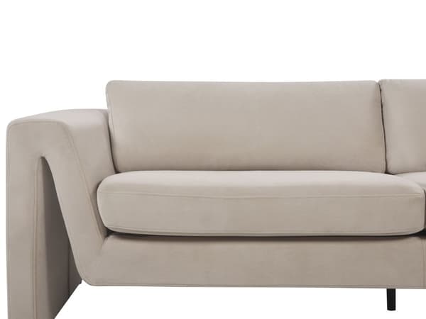 3-seters Sofa Taupe Fløyel med Polstrede Aksenter Armlener Polstret Ryggstøtte