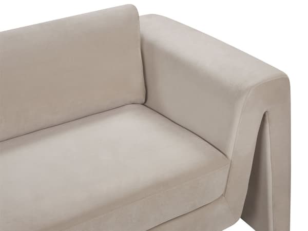 3-seters Sofa Taupe Fløyel med Polstrede Aksenter Armlener Polstret Ryggstøtte