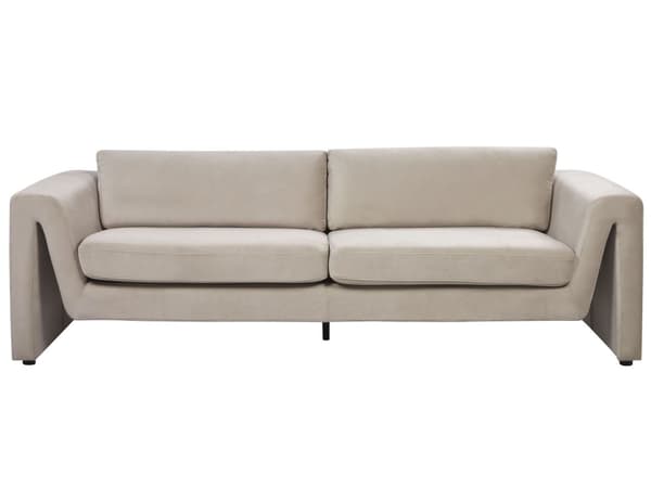 3-seters Sofa Taupe Fløyel med Polstrede Aksenter Armlener Polstret Ryggstøtte