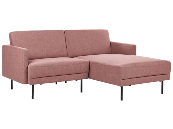 Venstrehånds hjørnesofa Polyester Rosa 192 x 155 Sofa 2-seter Polstret Metallben Vevd stoff Polstret rygg Minimalistisk Moderne