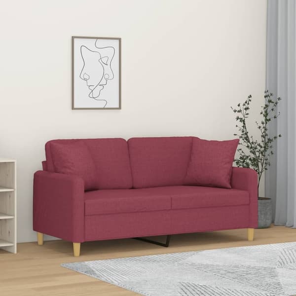 vidaXL 2-personers sofa med pyntepuder 140 cm stof vinrød
