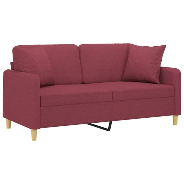 vidaXL 2-personers sofa med pyntepuder 140 cm stof vinrød