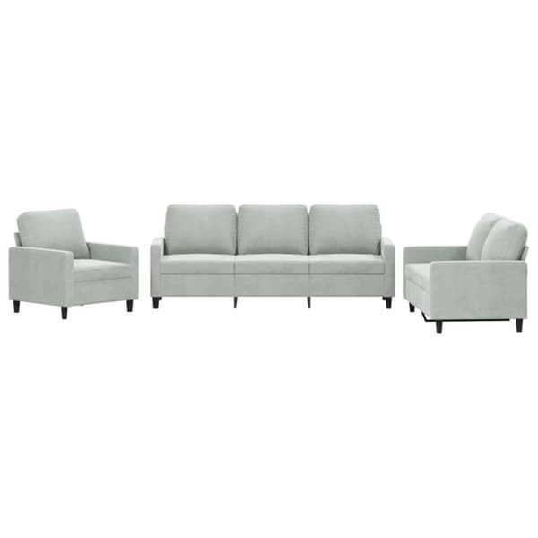 vidaXL sofasæt 3 dele med hynder velour lysegrå