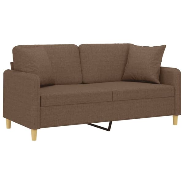 vidaXL 2-sits soffa med prydnadskuddar brun 140 cm tyg