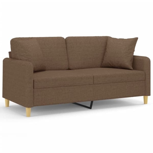 vidaXL 2-sits soffa med prydnadskuddar brun 140 cm tyg