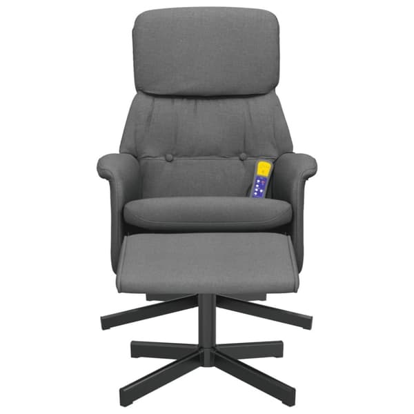 vidaXL Massagefåtölj med fotpall mörkgrå tyg