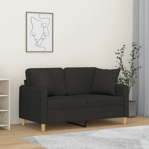 vidaXL 2-personers sofa med pyntepuder 120 cm stof sort