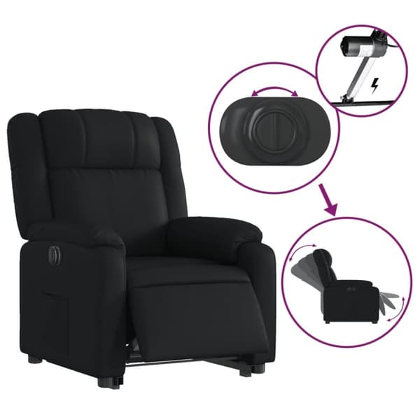 vidaXL Reclinerfåtölj med uppresningshjälp svart konstläder