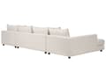 Miniatyrbillede 5 af 10: U-formet hjørnesofa lys beige stofbetræk metal træ 5-personers med ekstra dekorative puder ramme