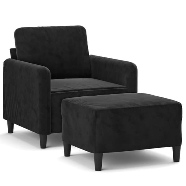 vidaXL Fåtölj med fotpall svart 60 cm sammet