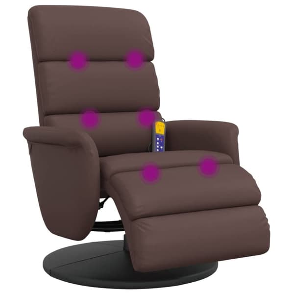 vidaXL Reclinerfåtölj med fotstöd brun konstläder
