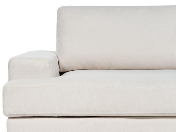 Soffa Ljusbeige Tyg Stoppad 3-sits Kraftigt Vadderad Ryggstöd Klassisk Vardagsrumssoffa
