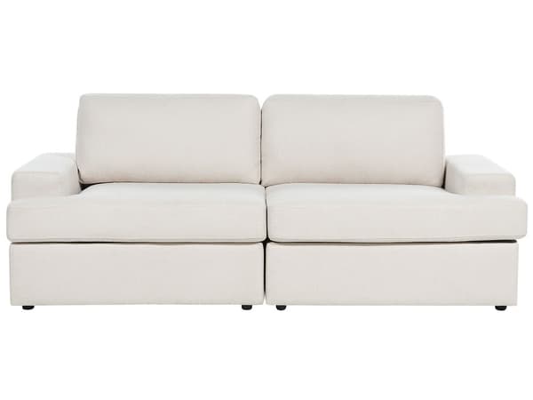 Soffa Ljusbeige Tyg Stoppad 3-sits Kraftigt Vadderad Ryggstöd Klassisk Vardagsrumssoffa