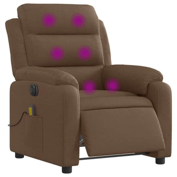 vidaXL Elektrisk massagefåtölj brun tyg