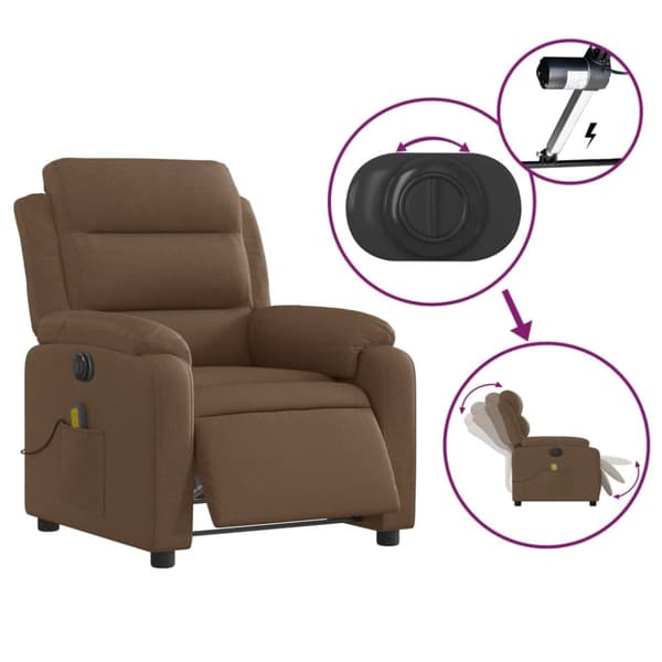 vidaXL Elektrisk massagefåtölj brun tyg