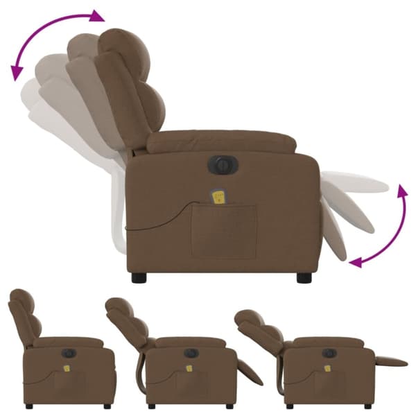vidaXL Elektrisk massagefåtölj brun tyg