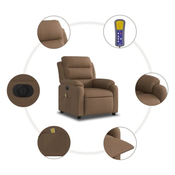 vidaXL Elektrisk massagefåtölj brun tyg
