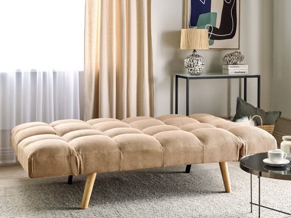 Sovesofa Brun Polyester 3 Personers Moderne Blød Sofa Sofaseng Tre Personers Designsofa til Værelse Stofsofa med Klik Klak funktion