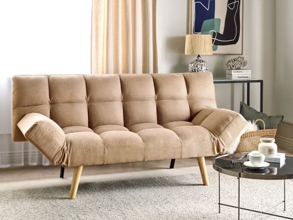 Sovesofa Brun Polyester 3 Personers Moderne Blød Sofa Sofaseng Tre Personers Designsofa til Værelse Stofsofa med Klik Klak funktion