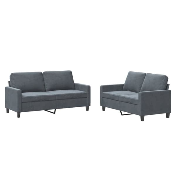 vidaXL sofasæt 2 dele med hynder velour mørkegrå