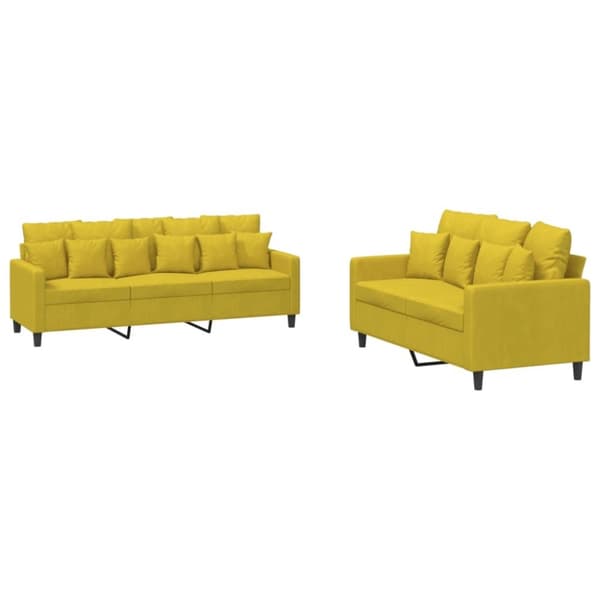 vidaXL sofasæt 2 dele med hynder velour gul