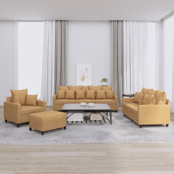 vidaXL sofasæt 4 dele med hynder velour brun