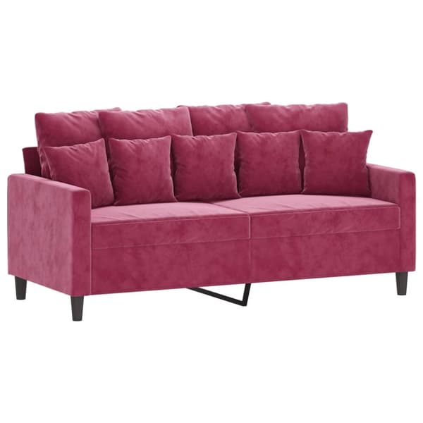 vidaXL sofasæt 2 dele med hynder velour vinrød