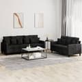 Miniatyrbillede 7 af 7: vidaXL sofasæt 2 dele med hynder velour sort