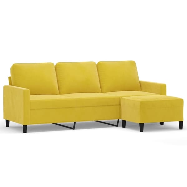 vidaXL 3-personers sofa med fodskammel 180 cm velour gul